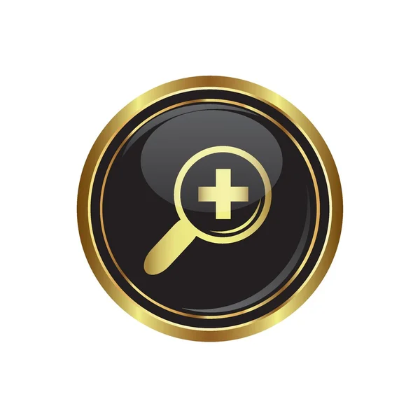 Zoom icon on black with gold button — Stock Vector