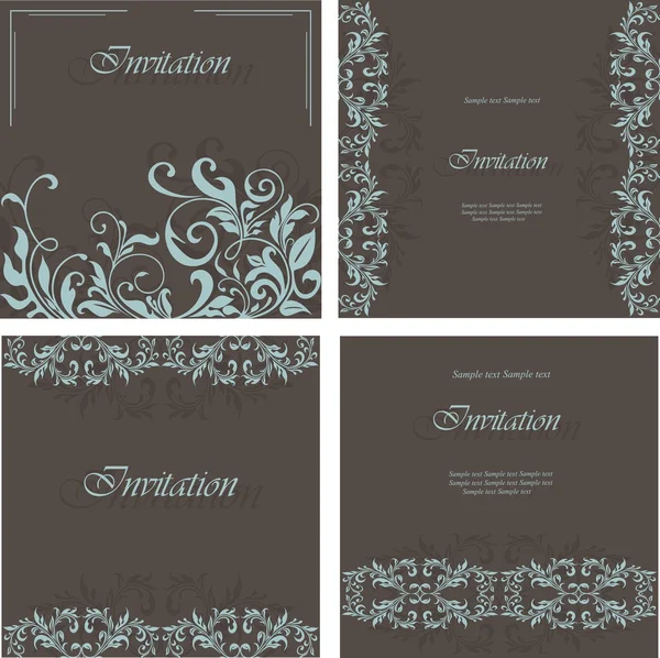 Set van bloemen uitnodigingskaarten — Stockvector