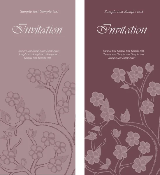 Jeu de cartes d'invitation florale — Image vectorielle