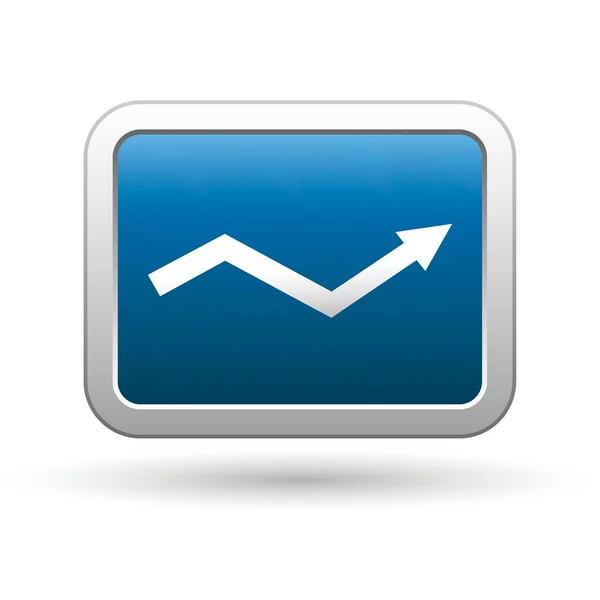 Icono gráfico de negocios en el azul con botón rectangular de plata — Vector de stock