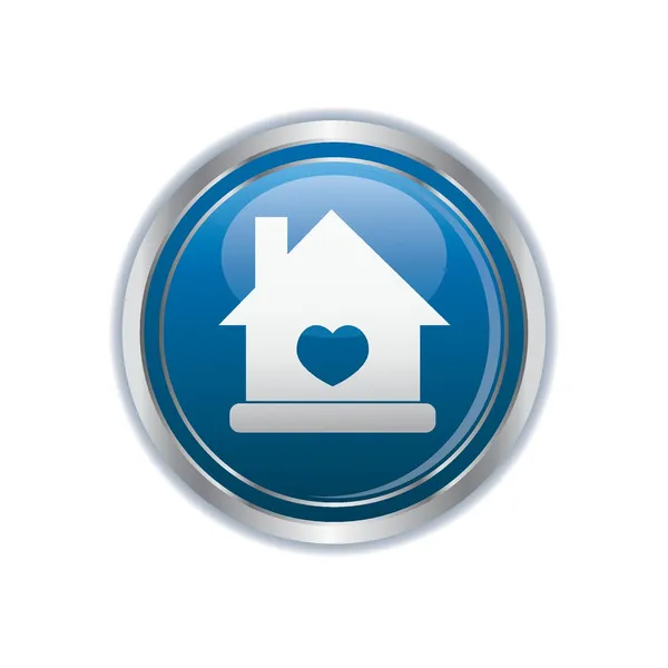 Home icon on the blue with silver button — Stock Vector