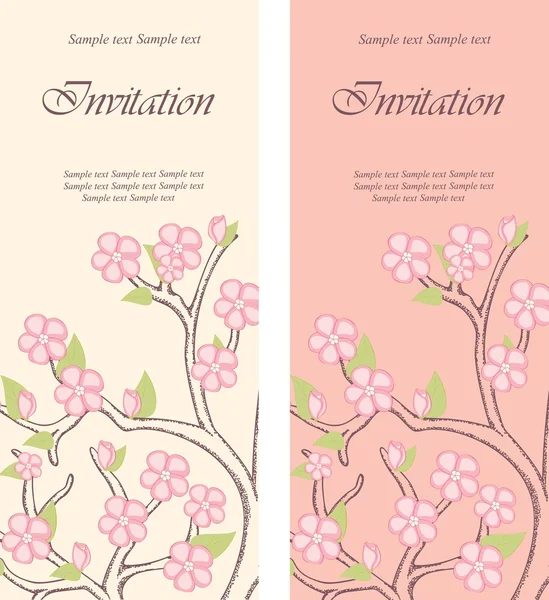 Beautiful floral invitation cards — Stock Vector