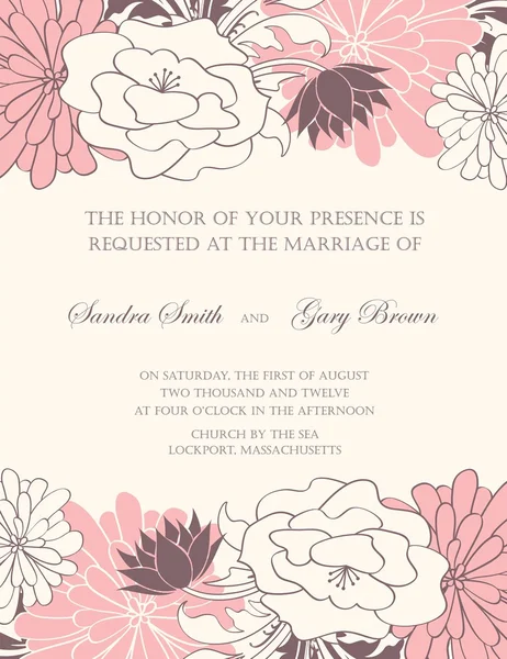 花の結婚式の招待 — ストックベクタ