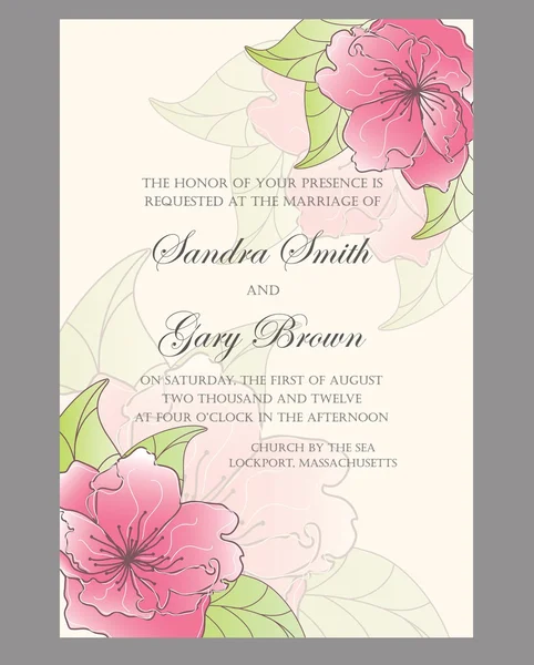 Hermosa invitación de boda floral — Archivo Imágenes Vectoriales