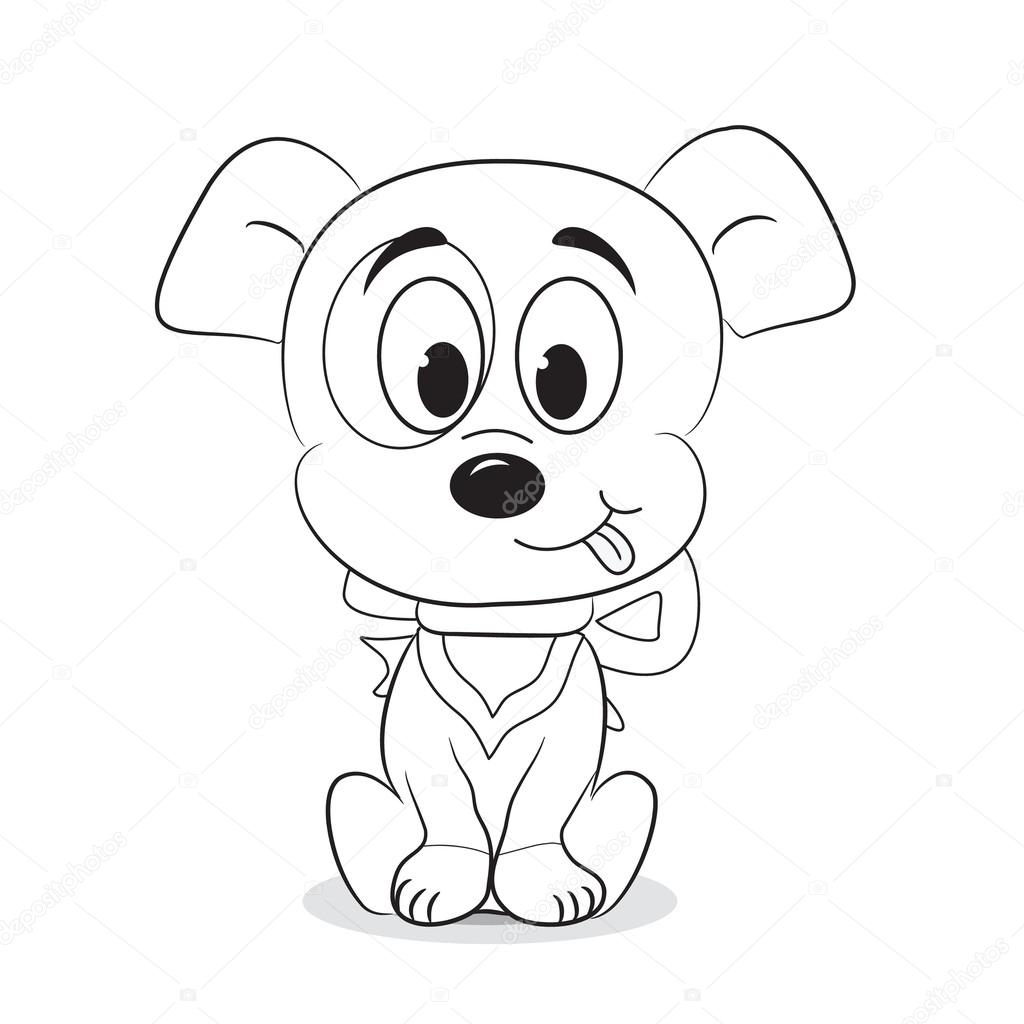 Kreslený Pes Cute : Kreslený obrázek legrační psa omalovánky (With ...