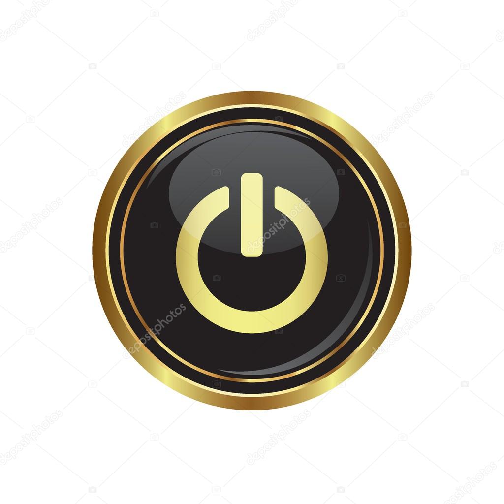 Power icon on black with gold button