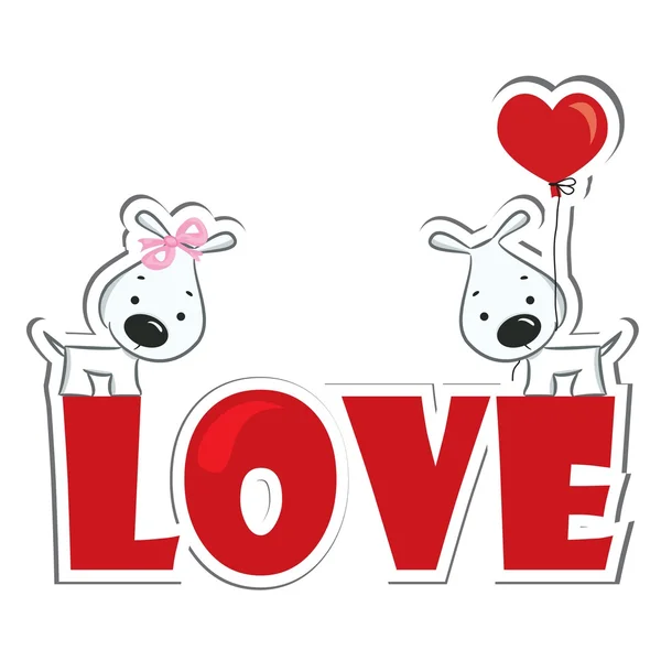 Couple de chiens drôles en amour — Image vectorielle