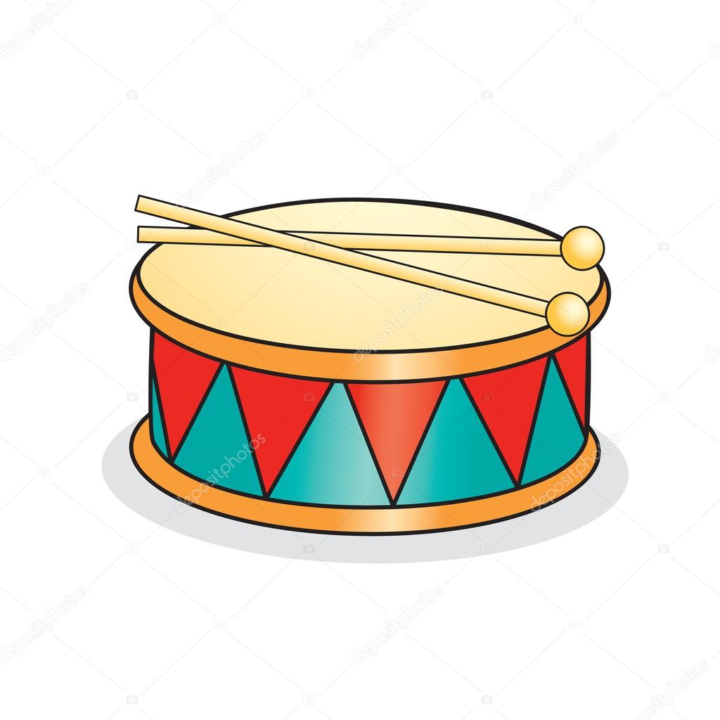 Toy drum and drumsticks