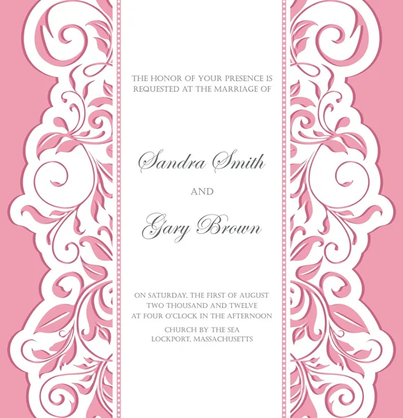 Inbjudan bröllop vintage kort med blommig element — Stock vektor