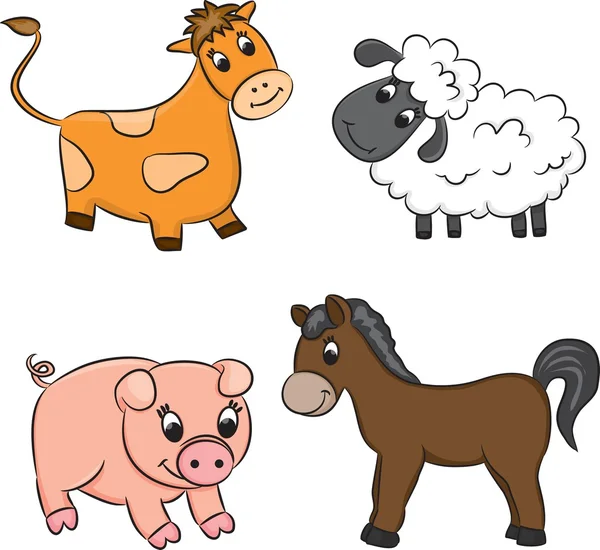 Vector set of cartoon animals — Stock Vector