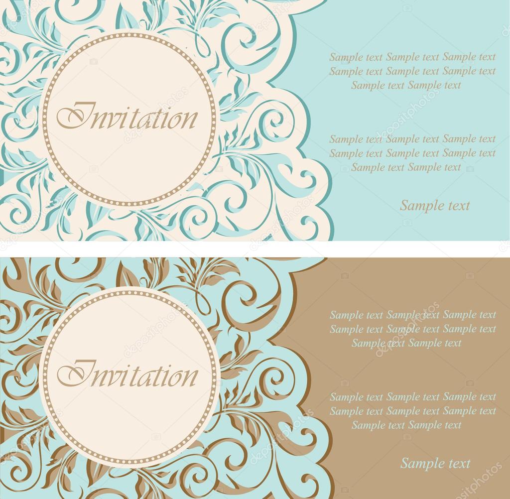 Vintage invitations with circle and floral elements