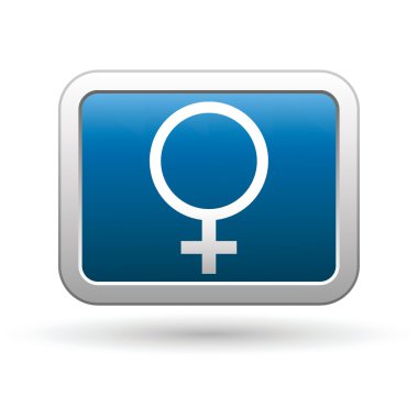 Gümüş dikdörtgen düğmesi ile mavi dişi sembolü