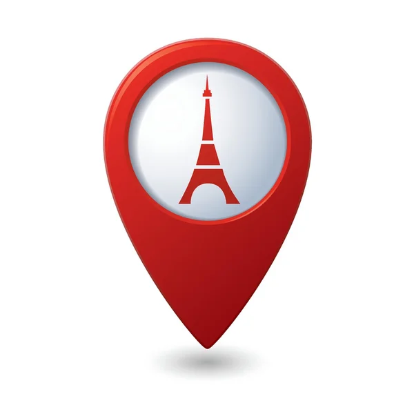 Map pointer with Eiffel tower icon — Stock Vector