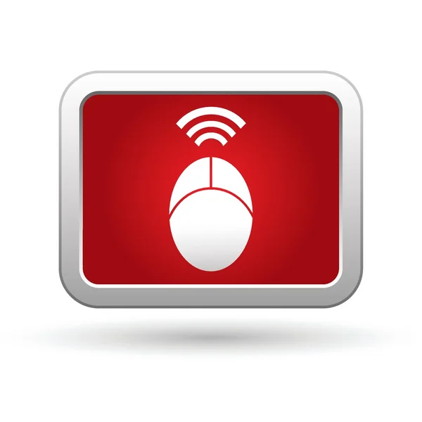Ikona myši počítače na červenou se stříbrným obdélníkové tlačítko — Stockový vektor
