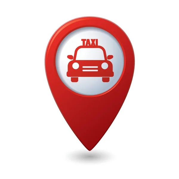 Map pointer with taxi icon — Stock Vector