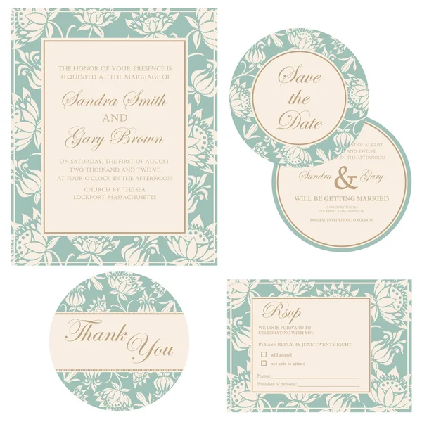 Ensemble d'invitation de mariage — Image vectorielle