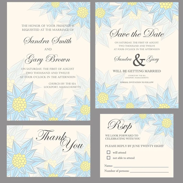 Conjunto de invitación de boda — Vector de stock