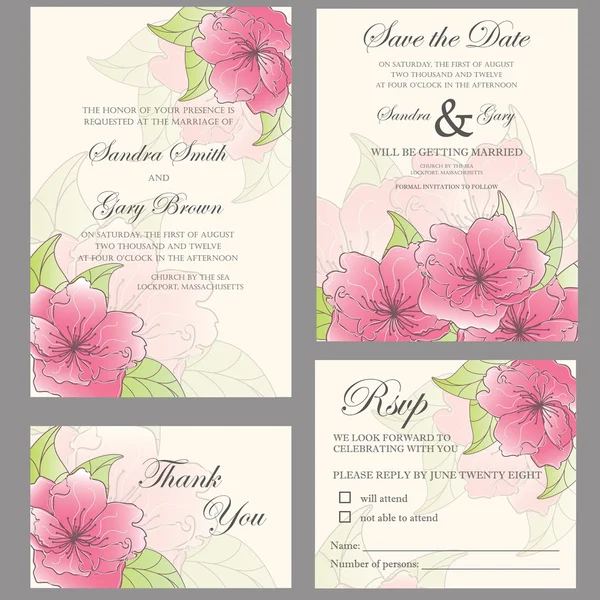 Ensemble d'invitation de mariage — Image vectorielle