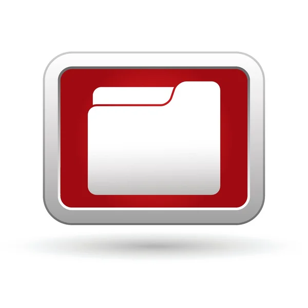 Icono de carpeta en rojo con botón rectangular plateado — Vector de stock