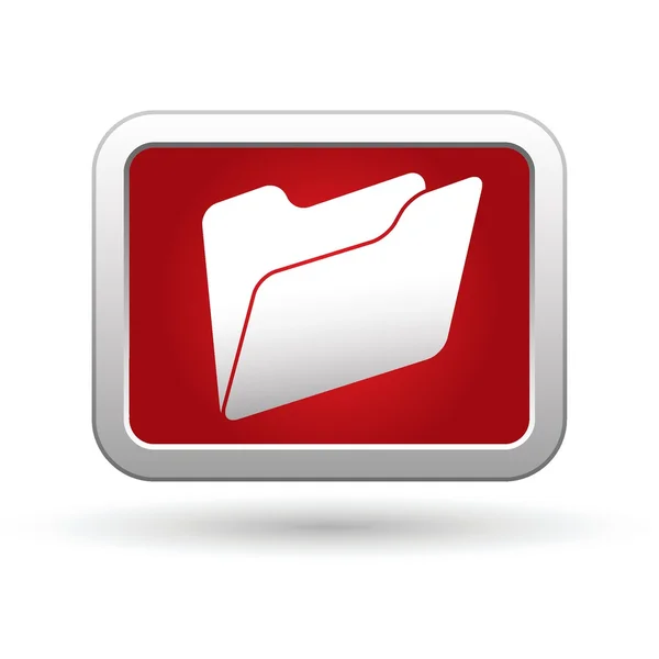 Icono de carpeta en rojo con botón rectangular plateado — Vector de stock