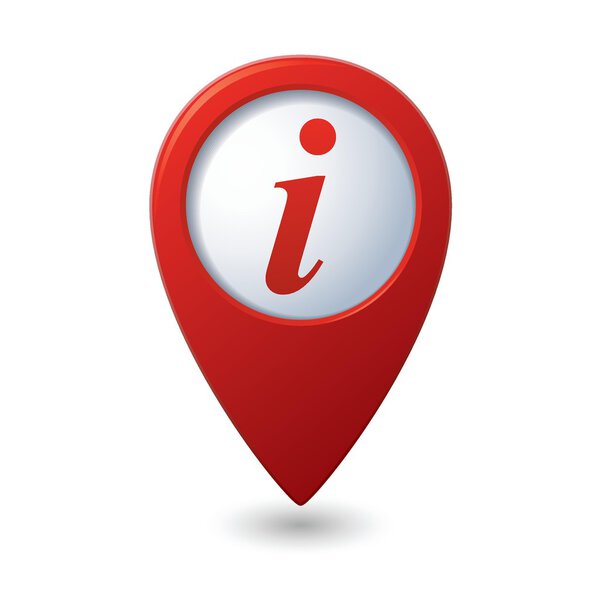 Map pointer with information icon