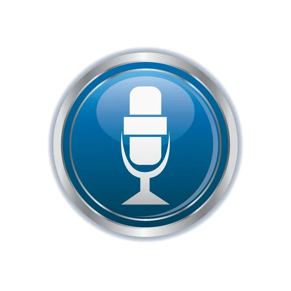 Microfone no azul com botão prateado — Vetor de Stock