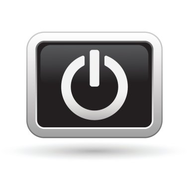 Siyah Gümüş dikdörtgen düğmesi ile güç simgesi