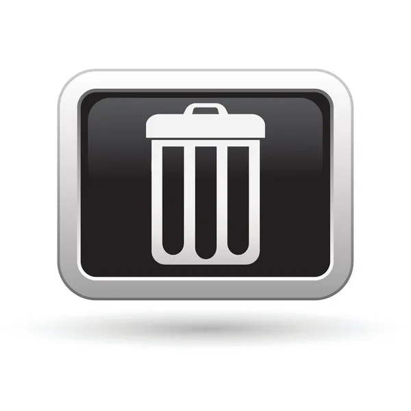 Trash can icon on black button — Stock Vector