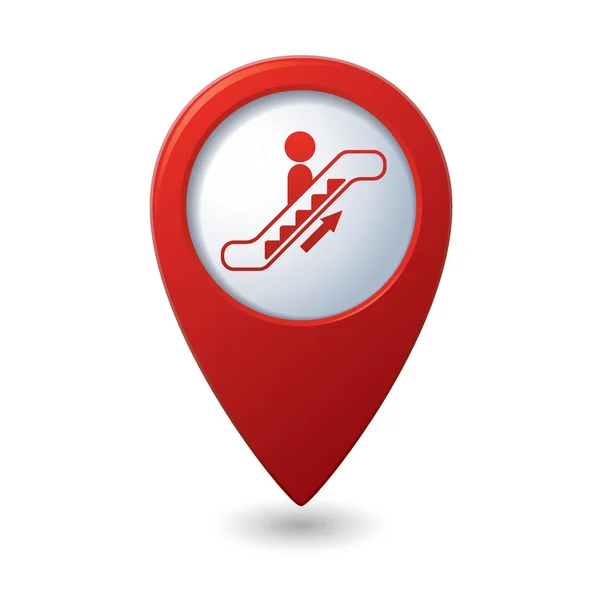 Mappa puntatore con icona scala mobile — Vettoriale Stock