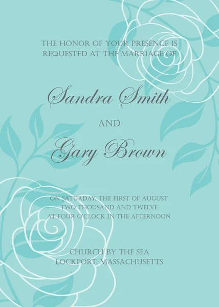 日付の結婚式の招待状のテンプレート保存花 — ストックベクタ