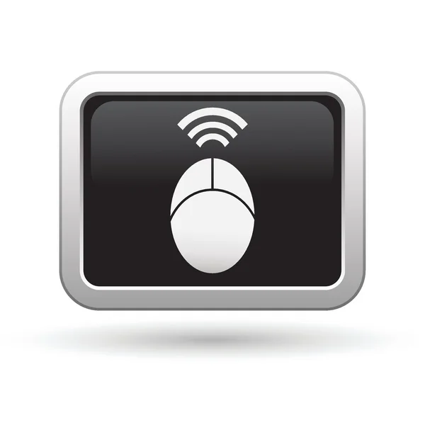 Ikona myši počítače na černá se stříbrným obdélníkové tlačítko — Stockový vektor