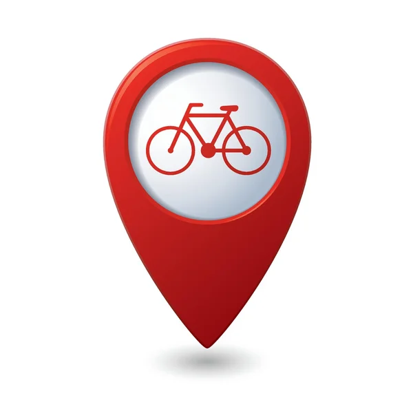 Map pointer with bicycle icon — Stock Vector