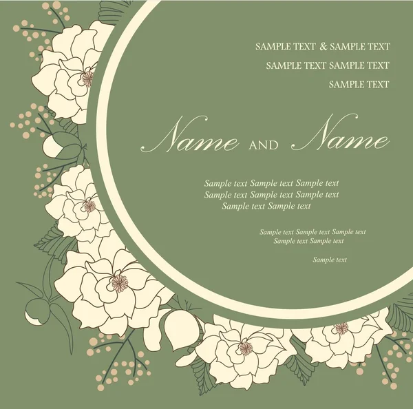 Cartão de convite de casamento com elementos florais — Vetor de Stock