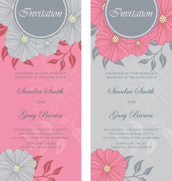 Krásný květinový svatební pozvánky — Stockový vektor