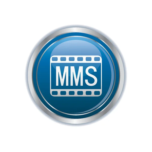 MMS ikonu na modrém, stříbrem kulaté tlačítko — Stockový vektor