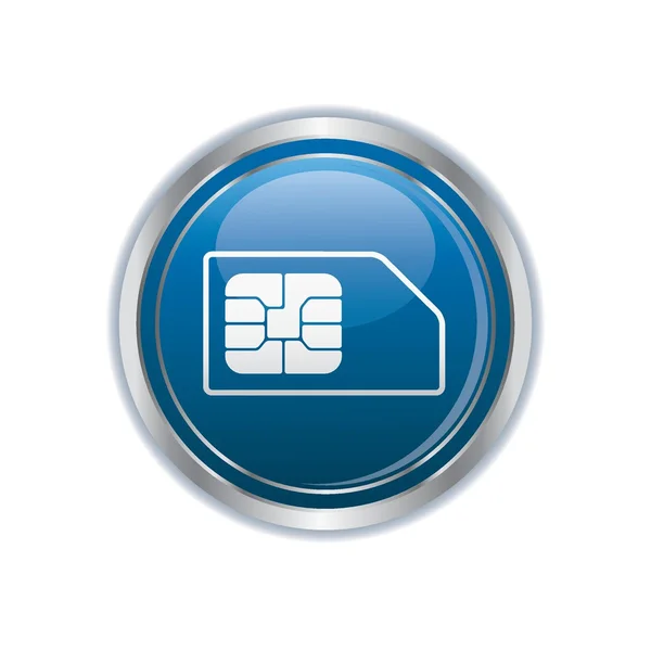 SIM kártya ikon fölé a kék ezüst gomb — Stock Vector