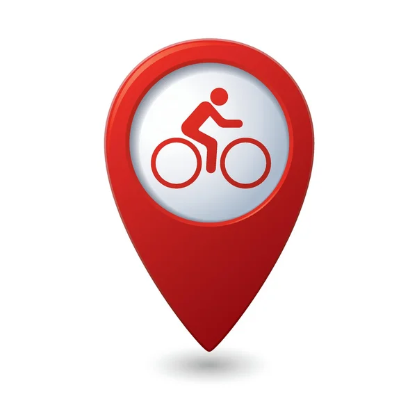 Cyclist icon on map pointer — Stock Vector