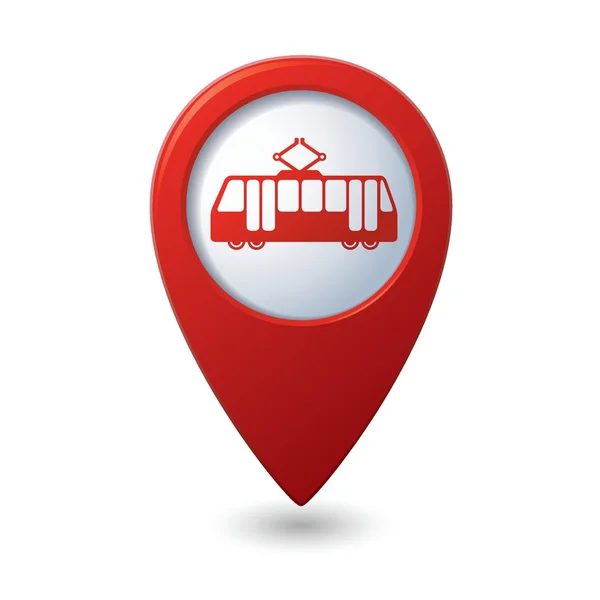 Map pointer with tram icon — Stock Illustration Map pointer with tram icon Stock Vector