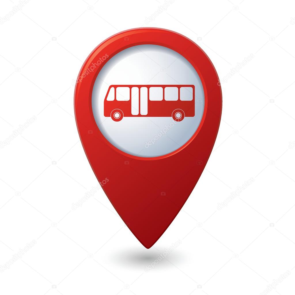 Map pointer with bus icon