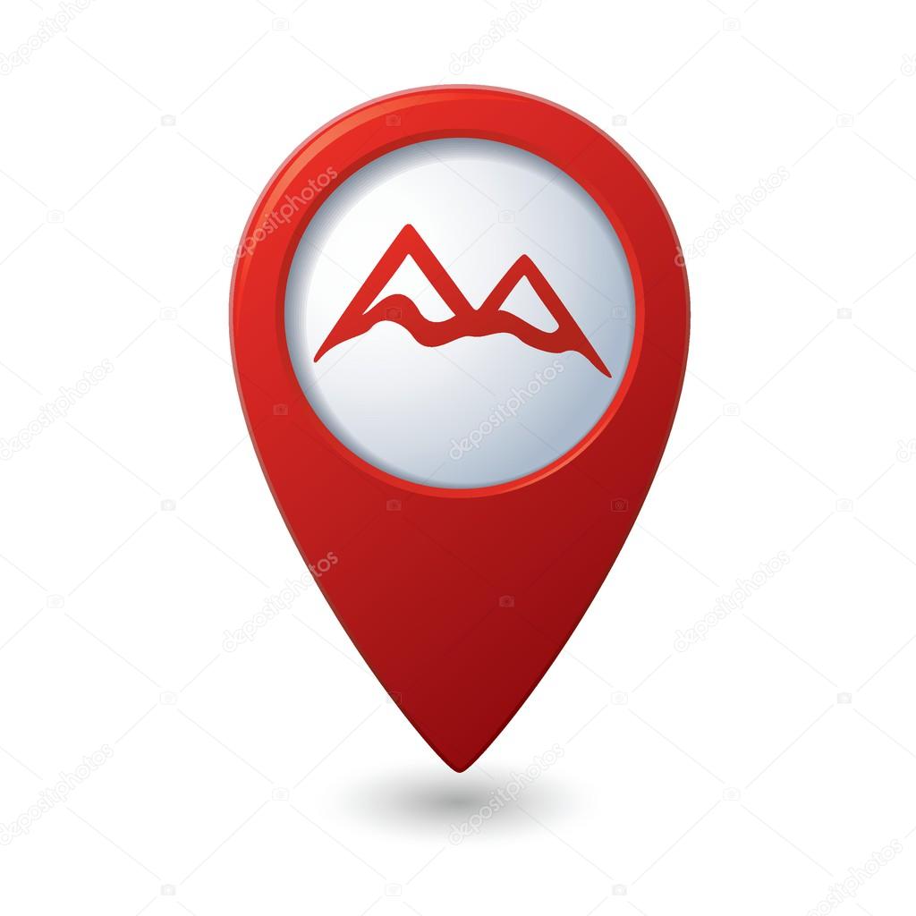 Map pointer with mountain icon
