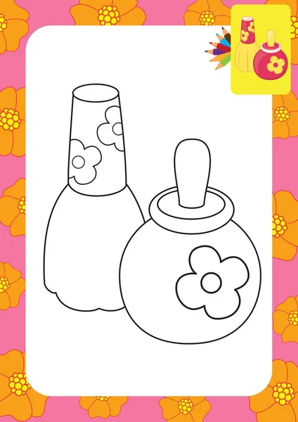 Frascos de perfume de juguete. Página para colorear — Vector de stock