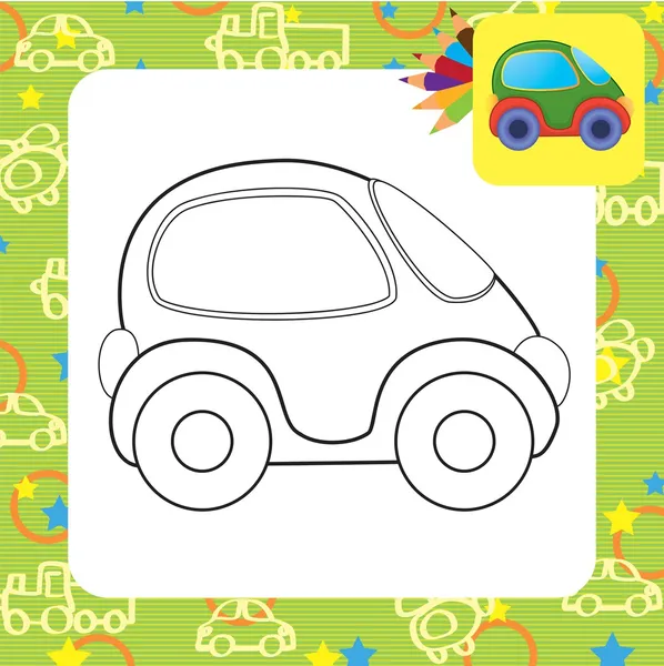 Carro de brinquedo vetorial. Desenho para colorir — Vetor de Stock