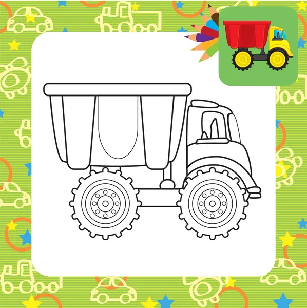 Camion basculant jouet.Coloriage — Image vectorielle