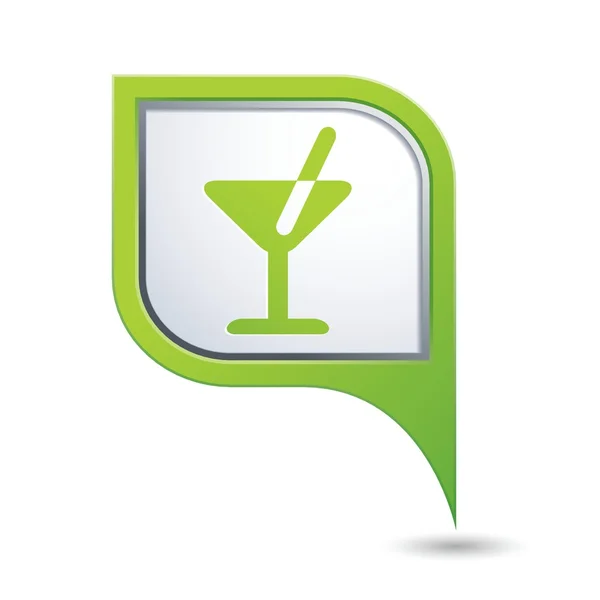 Grüner Kartenzeiger mit Cocktail-Symbol — Stockvektor