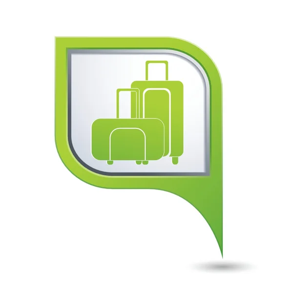 Green map pointer with suitcase icon — Stock Vector