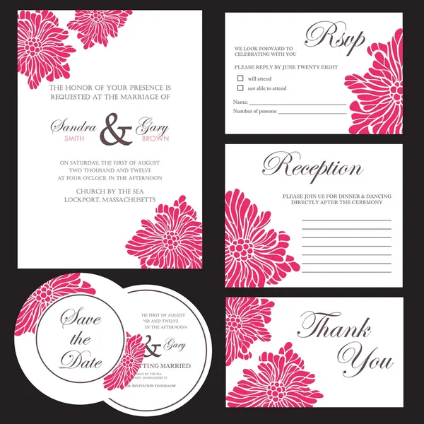 Ensemble de cartes d'invitation de mariage — Image vectorielle