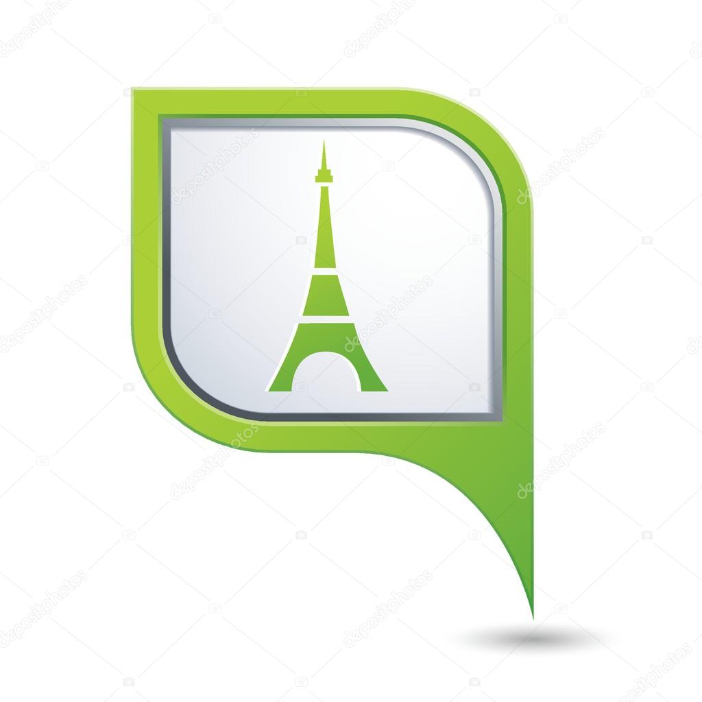 Eiffel tower icon. Map pointer