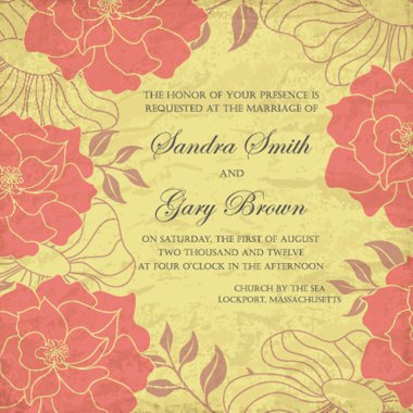 Klasik çiçek düğün davetiyesi.
