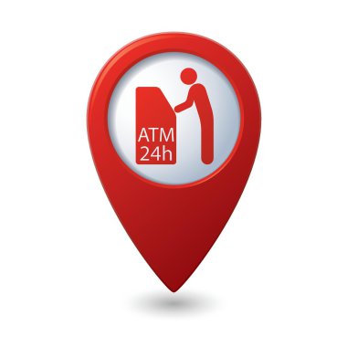 harita göstergesi ile atm makinesi simgesini