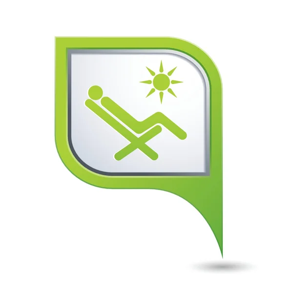Strandkorb-Symbol auf grünem Kartenzeiger — Stockvektor